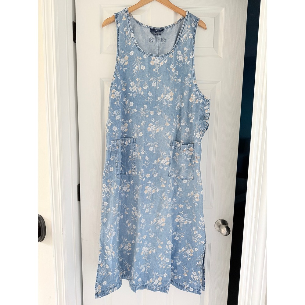 Original TY Wear Denim Floral 90s Vintage Dress Cottage Butter Mom